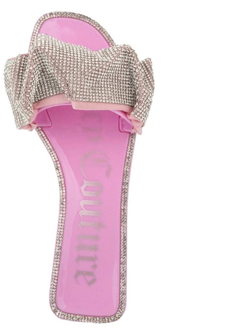 NWT JUICY COUTURE Pink Mixed Media Holly Pink Jeweled Bow Slide Sandal - Picture 2 of 9